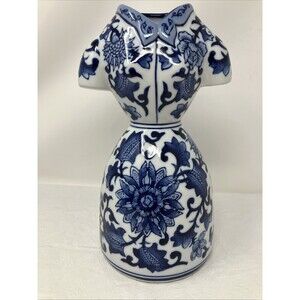 Seymour Mann Blue Chinoiserie Style Women’s Dress Form Vase Blue White